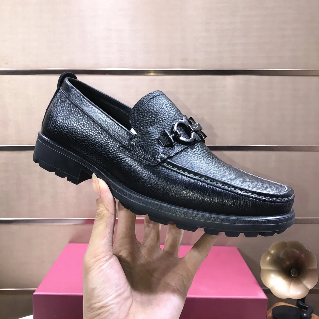Men's shoes 💰500💰[Ferragamo/Ferragamo] The latest model in the counter. Original imported cowhide fabric + 🐂 water-dyed sheepskin lining + original luxury metal buckle + original combined outsole. Comparison without pressure 38--45 (45 is custom-made and cannot be returned or exchanged)